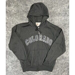 Gogo Fleece COLORADO Spellout Hoodie Men's L Gray Full Zip Sweatshirt Sweater